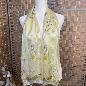 Vintage Elaine Gold 100% Silk Yellow Scarf